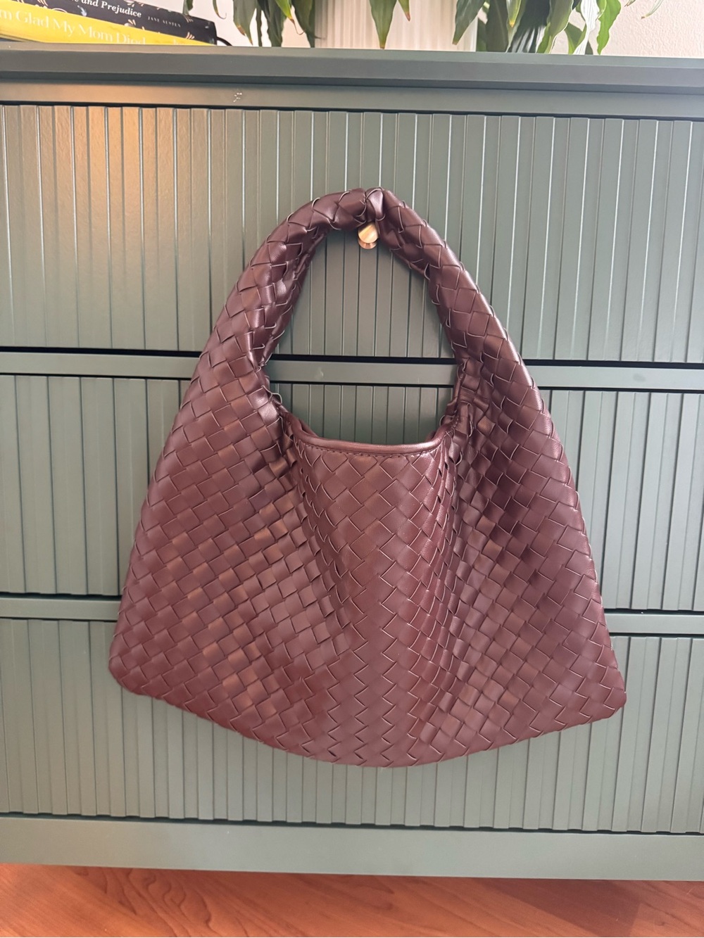 Brown Woven Leather HandBag